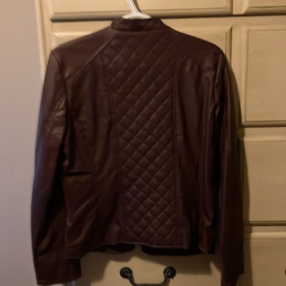 Burgundy moto jacket, size  small. - Picture 2 of 6
